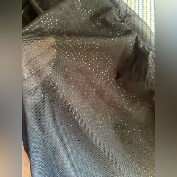 MNG By MANGO Dress Womens Size 6 Black Long Sleeve small Glitters Ruched Lined - Picture 8 of 14